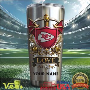Kansas City Chiefs Custom Name Luxury Crimson & Gold 40oz Insulated Tumbler