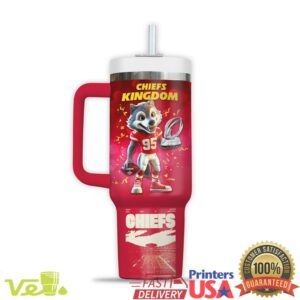 Kansas City Chiefs Kingdom KC Wolf Mascot Run It Back Fans Stainless Steel Insulated Tumbler