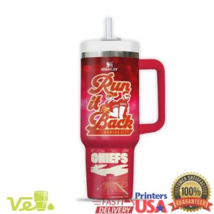 Kansas City Chiefs Kingdom KC Wolf Mascot Run It Back Fans Stainless Steel Insulated Tumbler