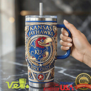 Kansas Jayhawks Rock Chalk Championship Heritage Edition Blue and Gold Fan Tumbler