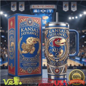 Kansas Jayhawks Rock Chalk Championship Heritage Edition Blue and Gold Fan Tumbler