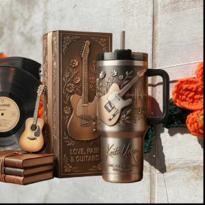 Keith Urban “Love, Pain & Guitars” Embossed Style Country Music Fan Tumbler