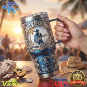 Kenny Chesney No Shoes Nation I Go Back 26 Blue Embossed 40oz Tumbler