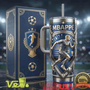 Kylian Mbappé Speed of Champions 40oz Tumbler with Handle Soccer Fan Gift
