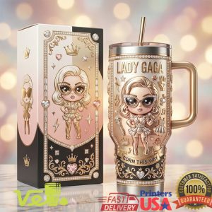Lady Gaga Born This Way Chibi Style Gold 40oz Tumbler