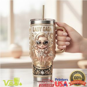 Lady Gaga Born This Way Chibi Style Gold 40oz Tumbler