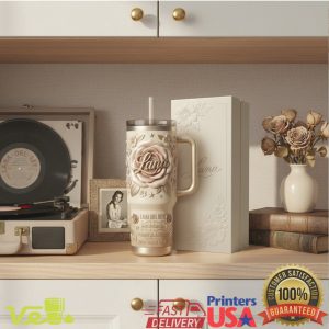 Lana Del Rey Americana Poetic Glamour Cream Floral 40oz Tumbler