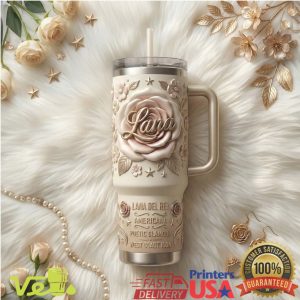 Lana Del Rey Americana Poetic Glamour Cream Floral 40oz Tumbler