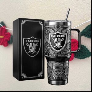 Las Vegas Raiders Just Win Baby Raider Nation Football Tumbler