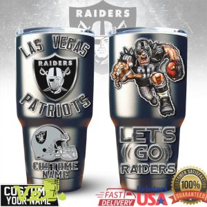 Las Vegas Raiders NFL Custom Name Stainless Steel Football Fan Tumbler