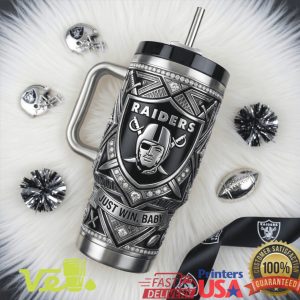Las Vegas Raiders Raider Nation Just Win Baby NFL Football Fan Gear Tumbler