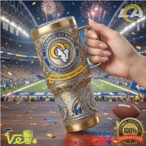 Los Angeles Rams NFC Champions Custom 40oz Tumbler Gold Embossed Edition
