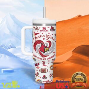 Louisville Cardinals Just a Girl Who Loves Her Cardinals Glitter Sports Stainless Steel Insulated Tumbler