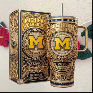 Luxury Michigan Wolverines 2026 National Champions Gold & Diamond Edition 40oz Tumbler