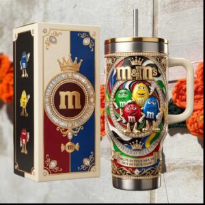 M&M's Chocolate Characters Melts In Your Mouth Not In Your Hand Vintage Stainless Steel Insulated Tumbler