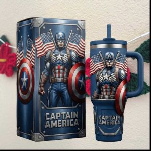 Marvel Captain America Shield 3D Sculpted Patriotic Superhero Tumbler