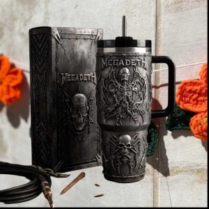 Megadeth Vic Rattlehead Heavy Metal Skeleton 3D Engraved 40oz Tumbler