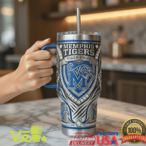 Memphis Tigers Tiger Pride Blue Silver Shield Logo Collegiate Sports Tumbler