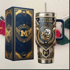 Michigan Wolverines Hail To The Victors Jeweled 40oz Tumbler with Gift Box