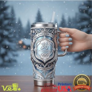 Milano Cortina 2026 Winter Games Official Logo Luxury Blue Commemorative Fan Tumbler
