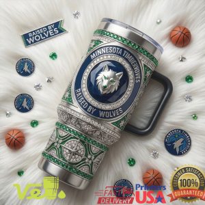 Minnesota Timberwolves Raised By Wolves NBA Basketball Team Emerald Jewel Fan Apparel Tumbler