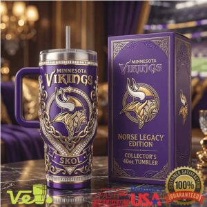 Minnesota Vikings Norse Legacy Edition Skol Purple Gold Collector 40oz Insulated Tumbler