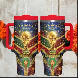 Morocco National Football Team World Cup Trophy Glitter Tumbler Wrap