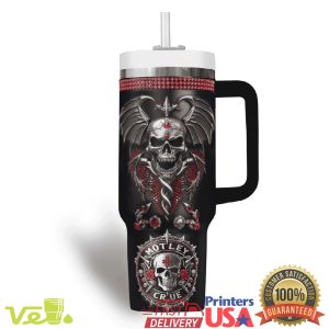 Motley Crue Rock Band Gothic Skull Dagger 40oz Insulated Mug