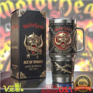 Motörhead Ace of Spades Loud and Proud Est 1975 Heavy Metal Rock Tumbler