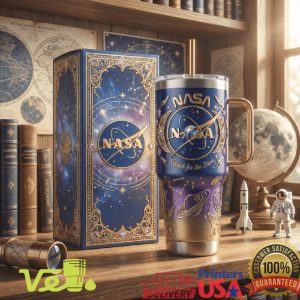NASA Reach For The Stars Celestial 40oz Tumbler Galaxy Purple Gold Edition
