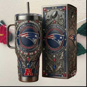 New England Patriots 2025 AFC Champions Jeweled Special Edition 40oz Tumbler