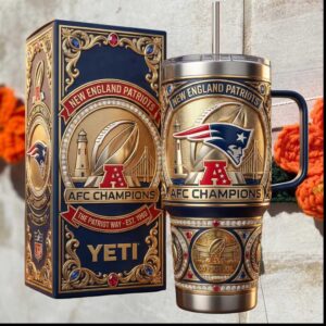New England Patriots AFC Champions Patriot Way Est 1960 Football Gift Stainless Steel Insulated Tumbler
