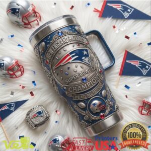 New England Patriots Super Bowl LX Champions NFL Football Victory Gift Stainless Steel Insulated Tumbler