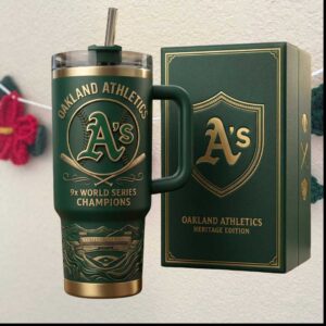 Oakland Athletics 9x World Series Champions MLB Heritage Edition Baseball Fan Gift Tumbler