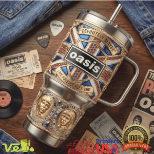 Oasis Definitely Maybe Live Forever Est 1991 Union Jack 40oz Tumbler