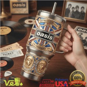 Oasis Definitely Maybe Live Forever Est 1991 Union Jack 40oz Tumbler