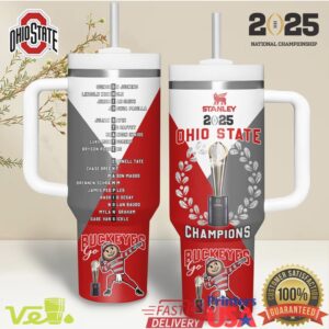 Ohio State Buckeyes 2025 National Championship Football Fan Gifts Brutus Buckeye Stainless Steel Insulated Tumbler