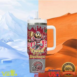 Ohio State Buckeyes Proud Fan 40oz Tumbler Red Glitter Brutus Champion Edition