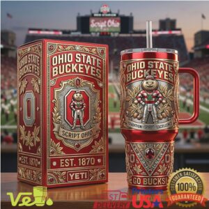 Ohio State Buckeyes Script Ohio Tradition Spirit Excellence NCAA Red Tumbler