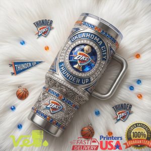 Oklahoma City Thunder NBA Basketball Crystal Jeweled Logo 40oz Tumbler