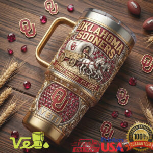 Oklahoma Sooners Boomer Sooner Est 1890 Crimson And Gold College Tumbler