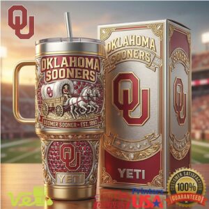 Oklahoma Sooners Boomer Sooner Est 1890 Crimson And Gold College Tumbler