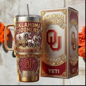 Oklahoma Sooners Boomer Sooner NCAA Commemorative 40oz Tumbler with Handle
