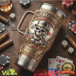 Old Bastards Poker Club Skull Ante Up And Shut Up Gambling Vintage Tumbler