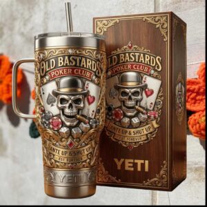 Old Bastards Poker Club Skull Ante Up And Shut Up Men’s Gambler Gift Stainless Steel Insulated Tumbler