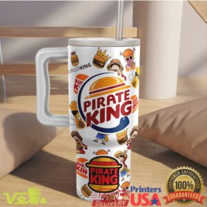 One Piece Luffy Pirate King Burger King Anime Mashup Foodies Gift Stainless Steel Insulated Tumbler