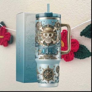 One Piece Straw Hat Pirates Grand Line Nautical 40oz Adventure Tumbler
