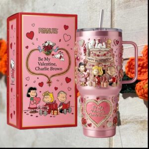 Peanuts Charlie Brown Snoopy Be My Valentine Romantic Gift Stainless Steel Insulated Tumbler