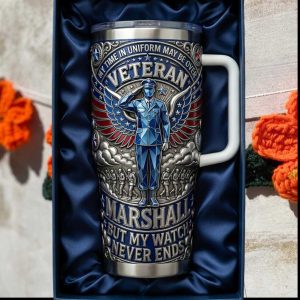 Personalize Veteran “My Watch Never Ends” Military Tribute 40oz Tumbler with Handle