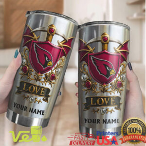 Personalized Arizona Football Shield Tumbler Custom Name Cardinals Fan Gift